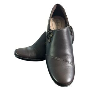 Clarks Ultimate Comfort Emslie Warren Side Zip Shoes Womens Sz 7.5N Coffee Brown